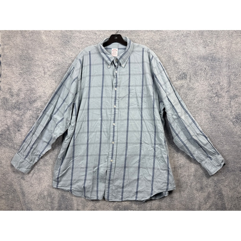 Brooks Brothers Mens XXL Blue Plaid Madison Fit Cotton Button Down Shirt